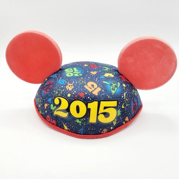 Disney Parks 2015 Youth Size Mickey Ears Hat Red Ears Star Print - Picture 1 of 9